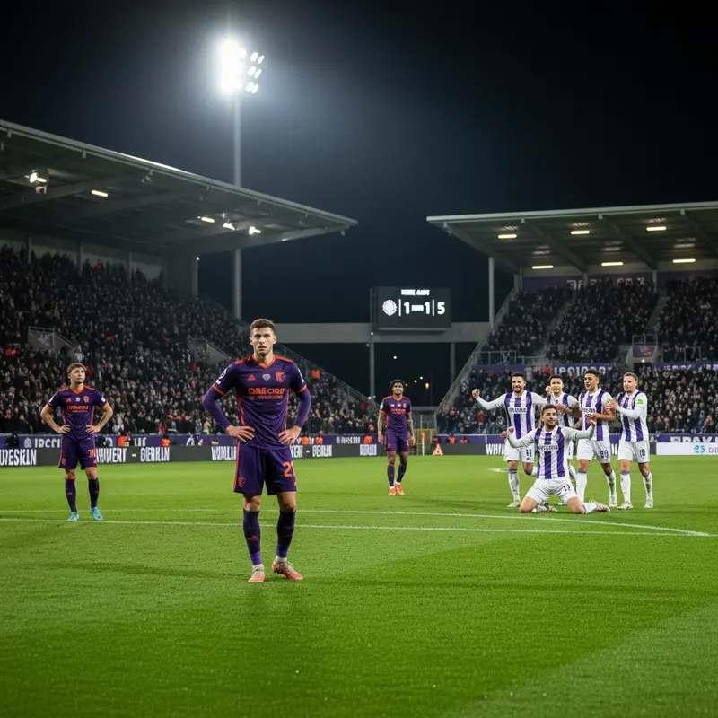 Voetballers van OH Leuven op het veld tijdens wedstrijd tegen Anderlecht in de Belgische Pro League