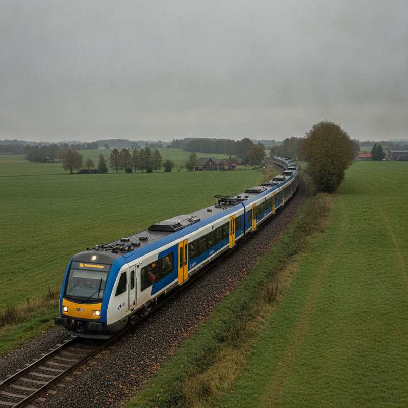 Stilstaande trein op spoorlijn in Vlaams-Brabant met gestrande passagiers