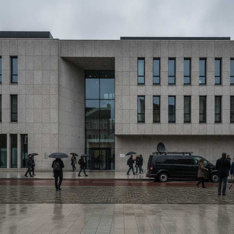 Exterieur van het gerechtsgebouw in Leuven waar de twee verdachten terechtstaan voor aanslagplannen op Pride
