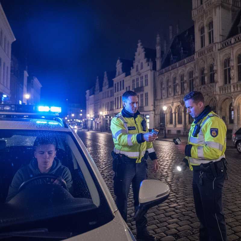 Politieagent houdt ademtest bij nachtelijke verkeerscontrole in Leuven