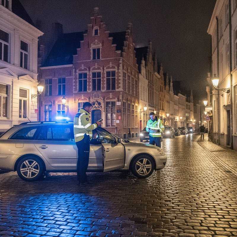 Politieagent voert ademtest uit bij bestuurder tijdens nachtelijke verkeerscontrole in Leuven
